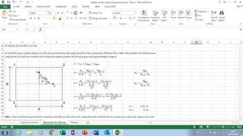 Planilha para Cálculo de Sapatas Isoladas com Carga Excêntrica - Imagem 4