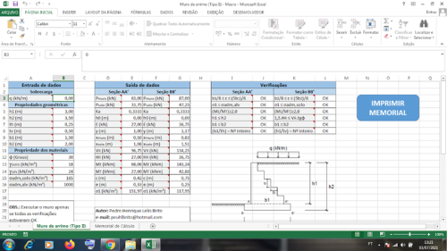 Planilha para Muro de Arrimo Perfil Escalonado (Tipo II) - Imagem 3
