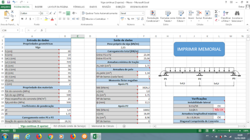 Planilha para Cálculo de Viga Contínua com 3 Apoios - Imagem 3