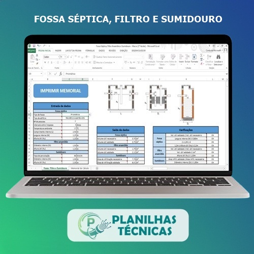 Planilha para Cálculo de Fossa, Filtro e Sumidouro