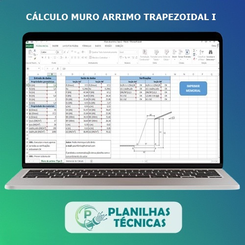 Planilha para Muro de Arrimo Perfil Trapezoidal (Tipo I)
