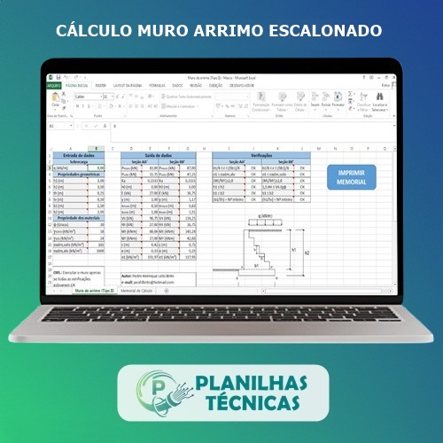 Planilha para Muro de Arrimo Perfil Escalonado (Tipo II)