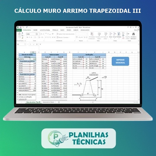 Planilha para Muro de Arrimo Perfil Trapezoidal (Tipo III)