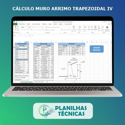 Planilha para Muro de Arrimo Perfil Trapezoidal (Tipo IV)