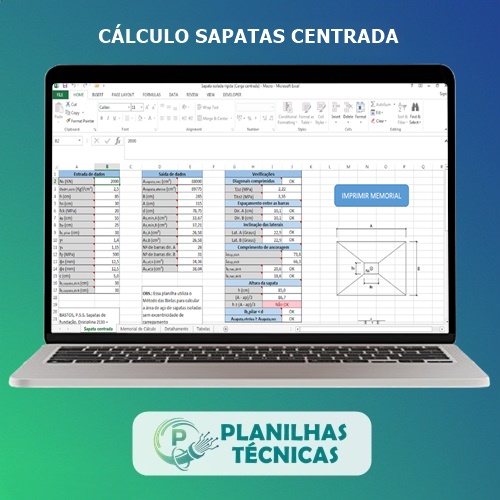Planilha para Cálculo de Sapatas Isoladas com Cargas Centradas
