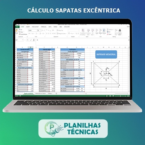 Planilha para Cálculo de Sapatas Isoladas com Carga Excêntrica