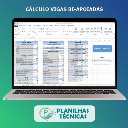 Planilha para Cálculo de Vigas Bi-Apoiadas