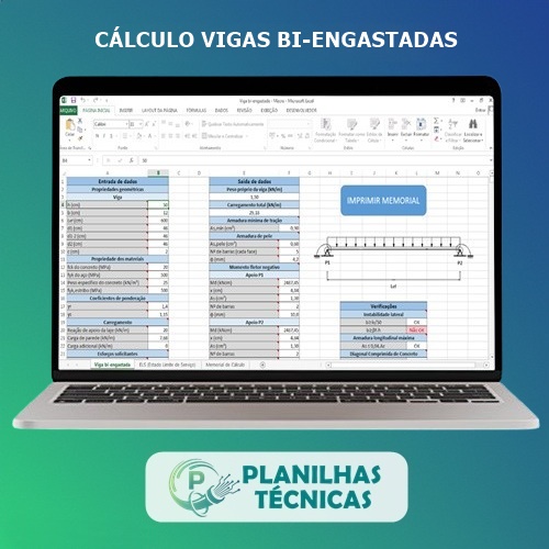 Planilha para Cálculo de Vigas Bi-Engastadas