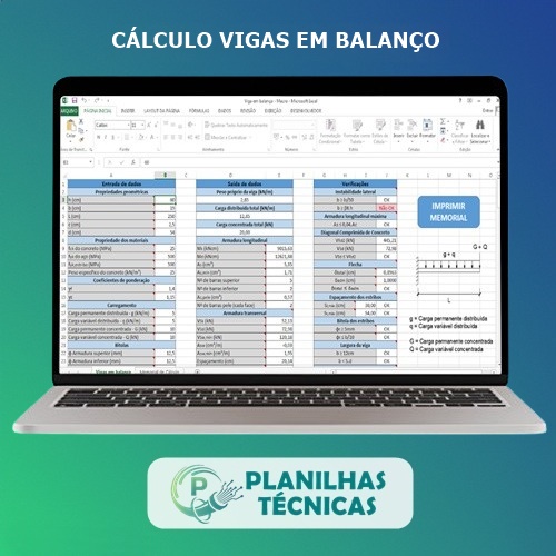 Planilha para Cálculo de Vigas em Balanço