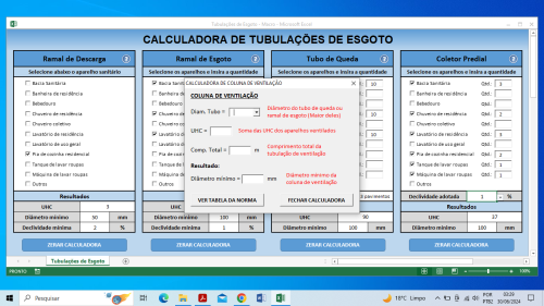 Planilha Cálculo de Tubulações De Esgoto - Imagem 11