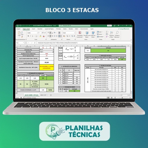 Planilha Cálculo Bloco sobre Estacas - 3 Estacas