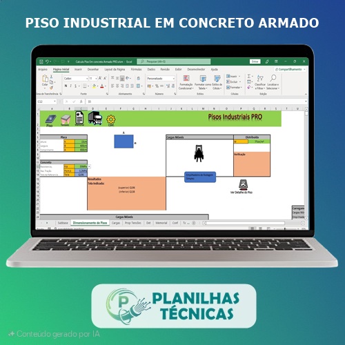 Planilha Cálculo Pisos Industriais Concreto Armado Pro V2