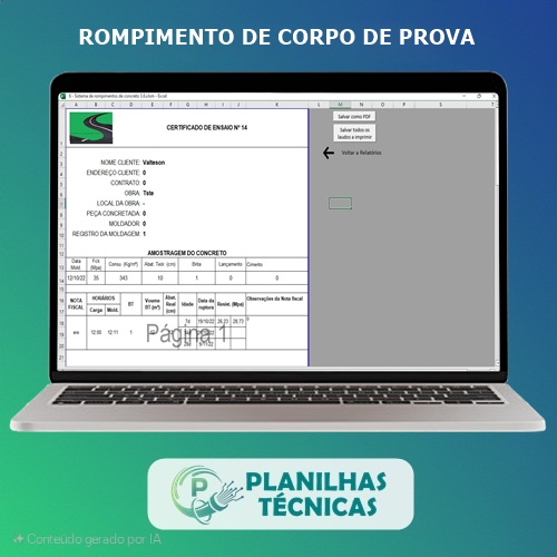 Planilha Sistema de Rompimento de Corpo de Prova