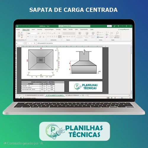 Planilha Cálculo de Sapatas com Carga Centrada