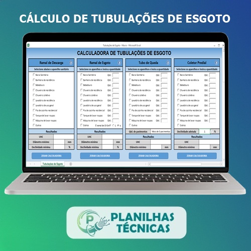 Planilha Cálculo de Tubulações De Esgoto
