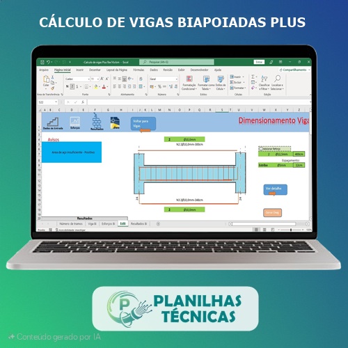 Planilha Cálculo de Vigas Biapoiadas Plus