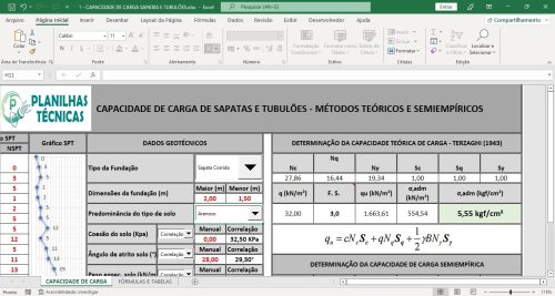 Planilha Capacidade de Carga em Sapatas e Tubulões - Imagem 3