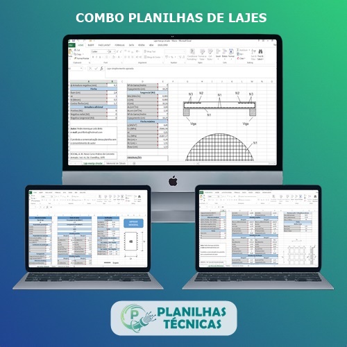 Pacote de Planilhas para Cálculo de Lajes (4 Planilhas)