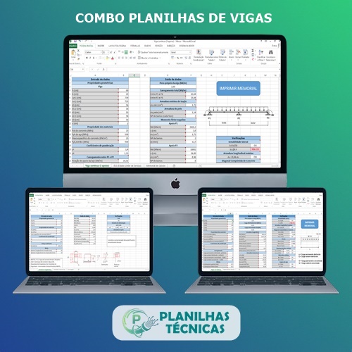 Pacote de Planilhas para Cálculo de Vigas (5 Planilhas)