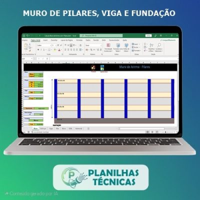 Planilha Muro de Pilares, Vigas e Fundação