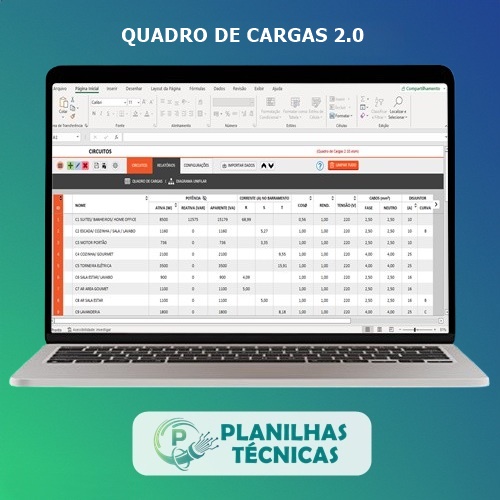 Planilha de Quadro de Cargas Versão 2.0